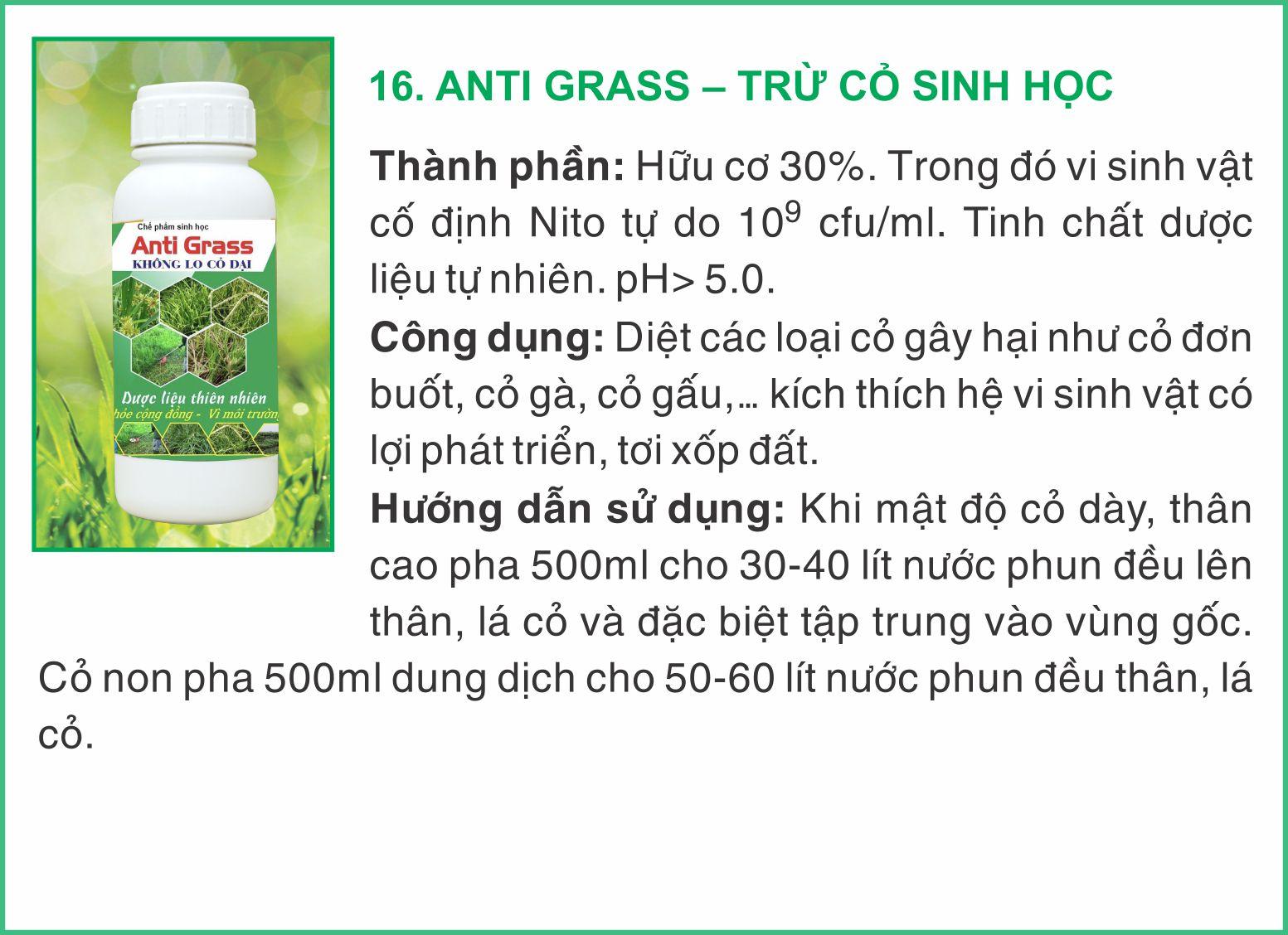 THUỐC TRỪ CỎ SINH HỌC ANTI GRASS HLC