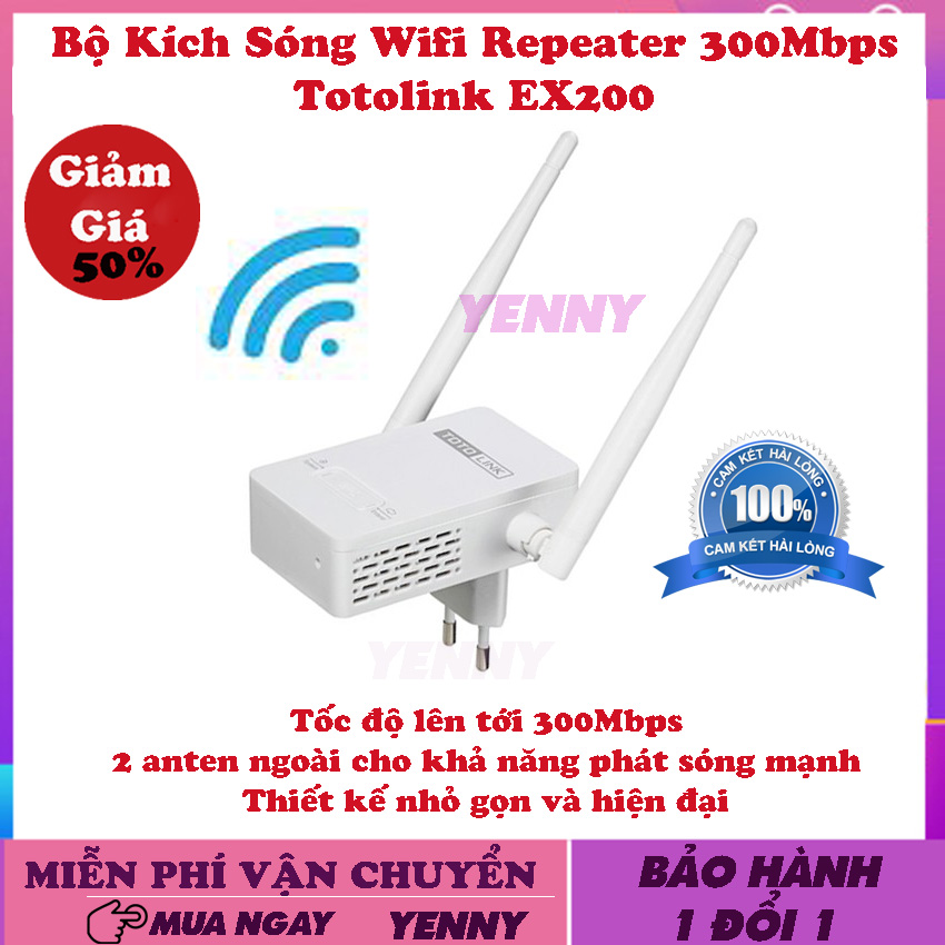 Bộ Kích Sóng Wifi Repeater Totolink 300Mbps SIEU MẠNH - Thiết kế nhỏ gọn và hiện đại Nút kết nối nhanh WPS để mở rộng sóng Wi-Fi dễ dàng - BẢO HÀNH TOÀN QUỐC - YENNY