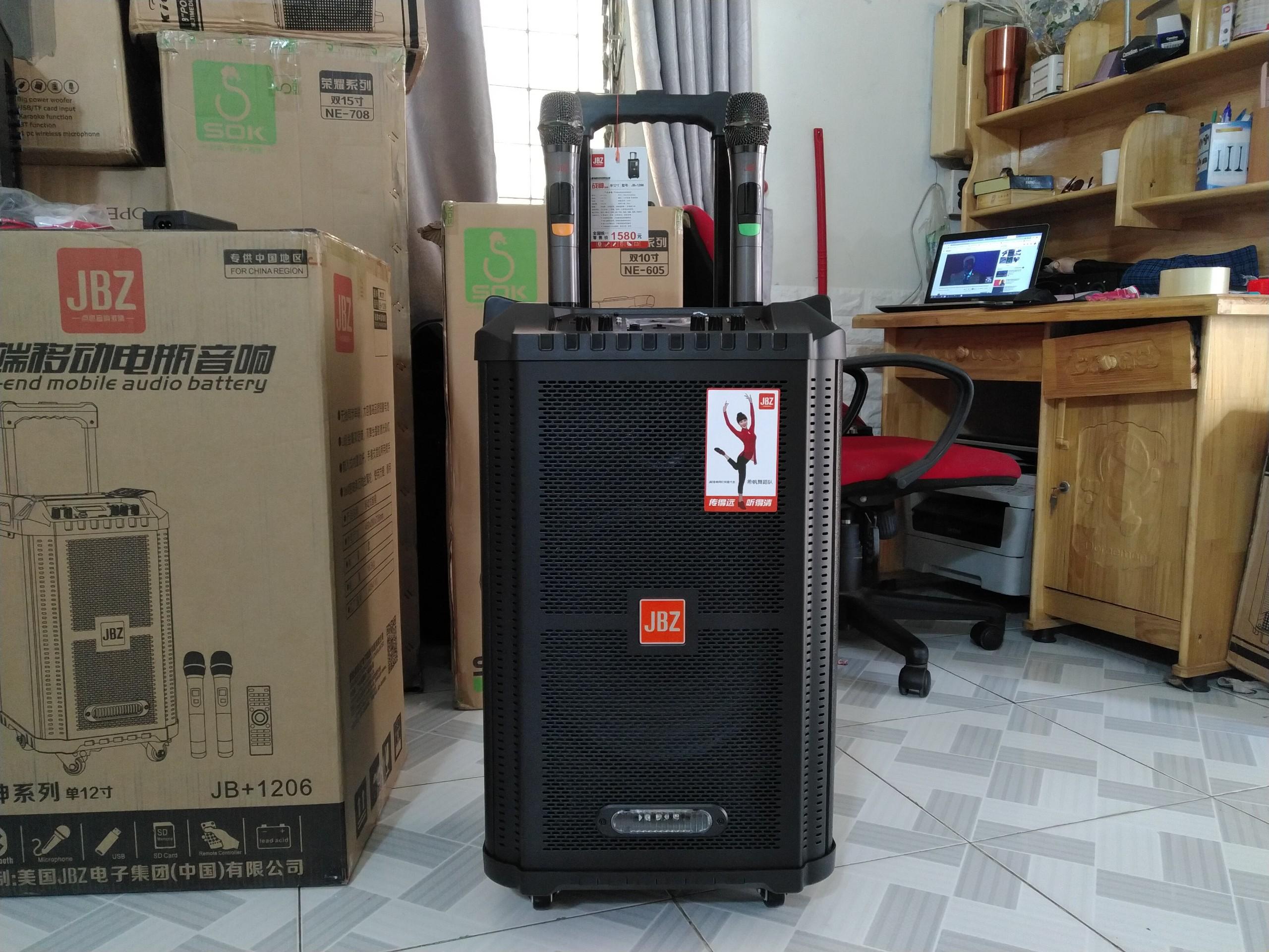 [HCM]Loa kéo karaoke jbz JB 1206  Bản nâng cấp 2019 Thùng gỗ siêu hay kèm 2 mic tốt