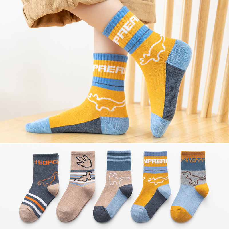 Combo 5 Đôi vớ tất cao cổ cho bé trai và bé gái từ 1 tuổi đến 6 tuổi Vải cotton dày dặn thoáng khí, T02, So So Nice