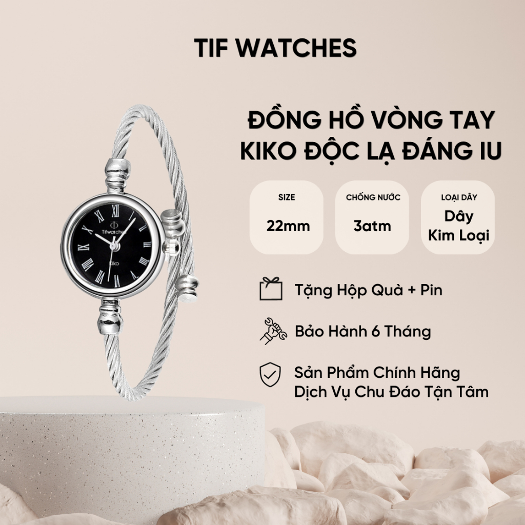 Đồng hồ nữ lắc tay mặt nhỏ KIKO Tif Watches sang trọng ôm tay phong cách Hàn Quốc bền đẹp giá rẻ size 22mm