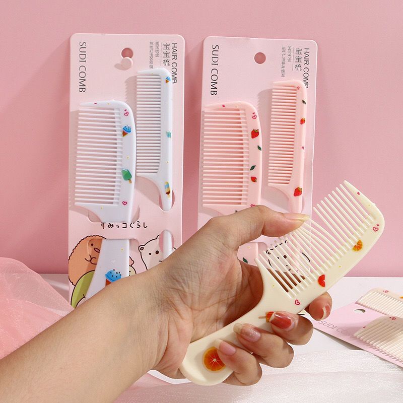 Set 2 lược tạo kiểu tóc họa tiết