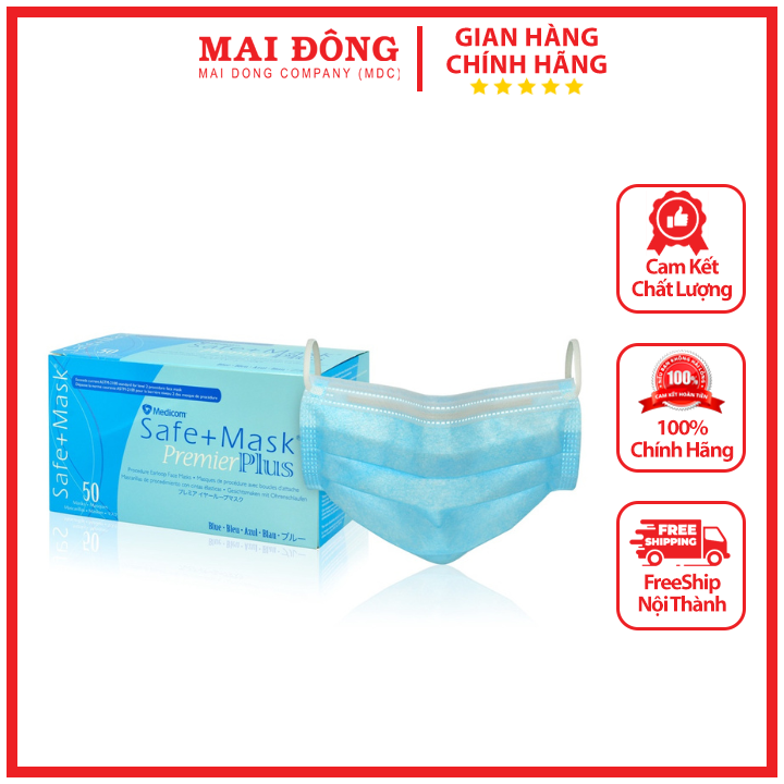 Khẩu trang khang khuan 3 lớp không dệt hộp 50 cái astm level 2 khang khuan khẩu trang phẫu thuật