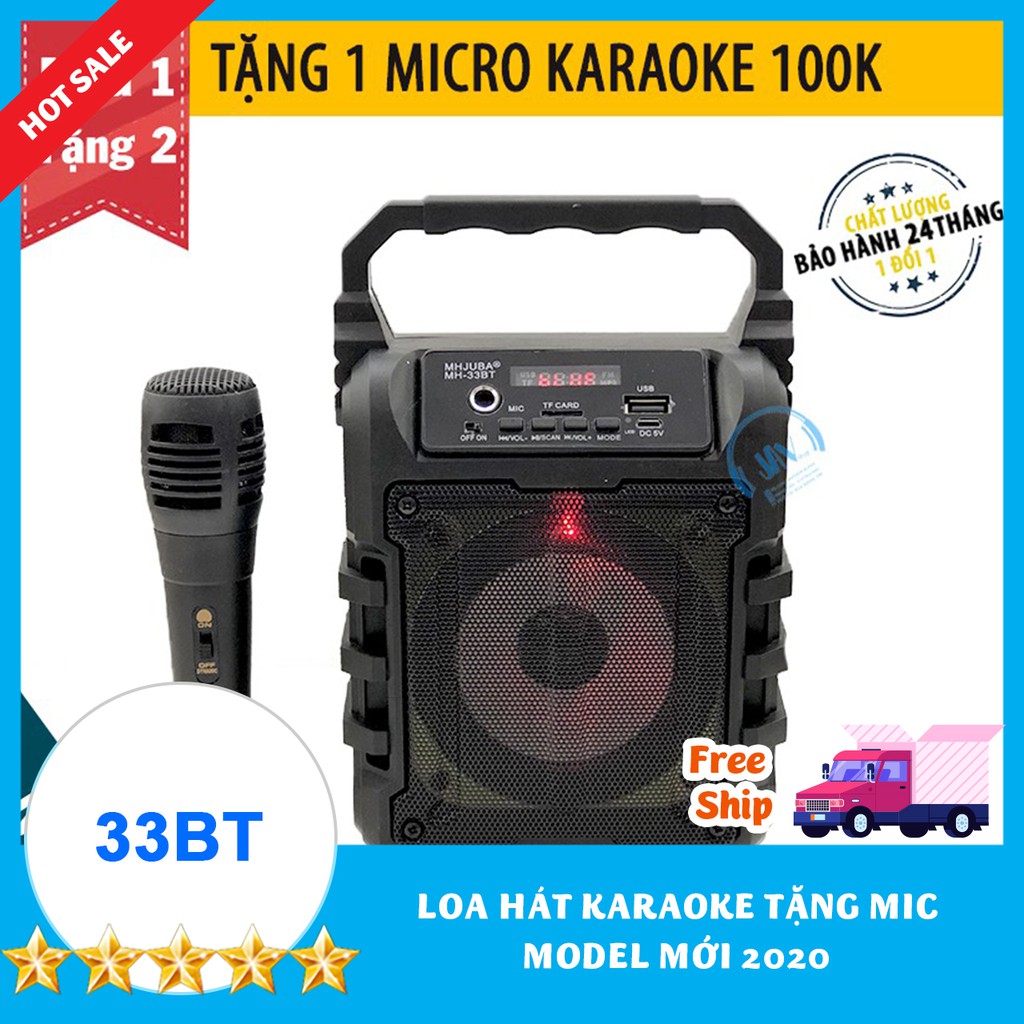 [TẶNG 1 MIC KARAOKE CÓ VANG 100K] Loa Kẹo Kéo Karaoke Bluetooth Mini MH-33bt - Tiện lợi - Âm to - Cực đã - Loa bluetooth không dây giá rẻ - Loa Karaoke Tại Nhà