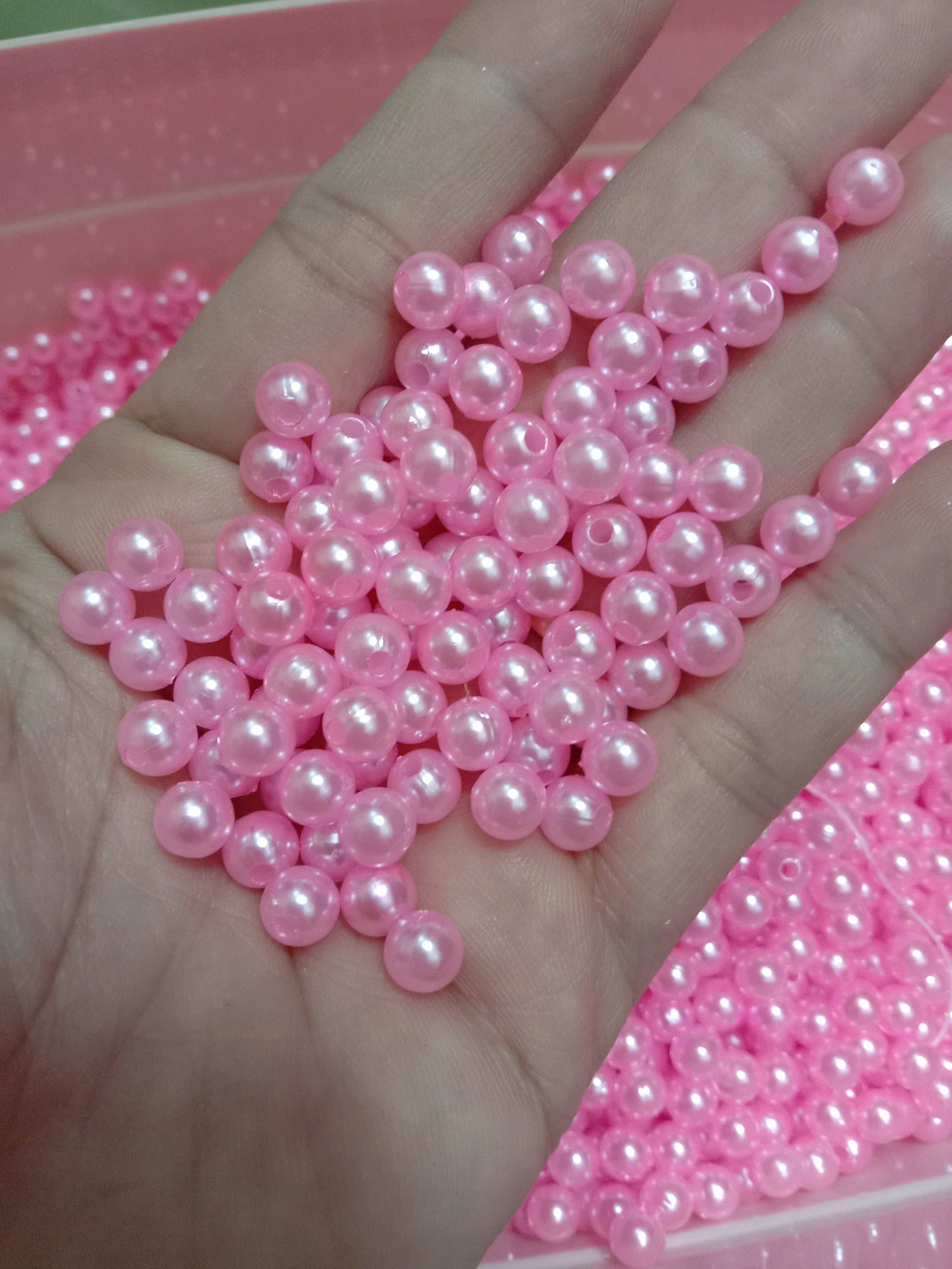 50gram hạt nhựa hạt bẹt có lỗ xỏ giả ngọc trai size 6mm phụ kiện làm trang sức