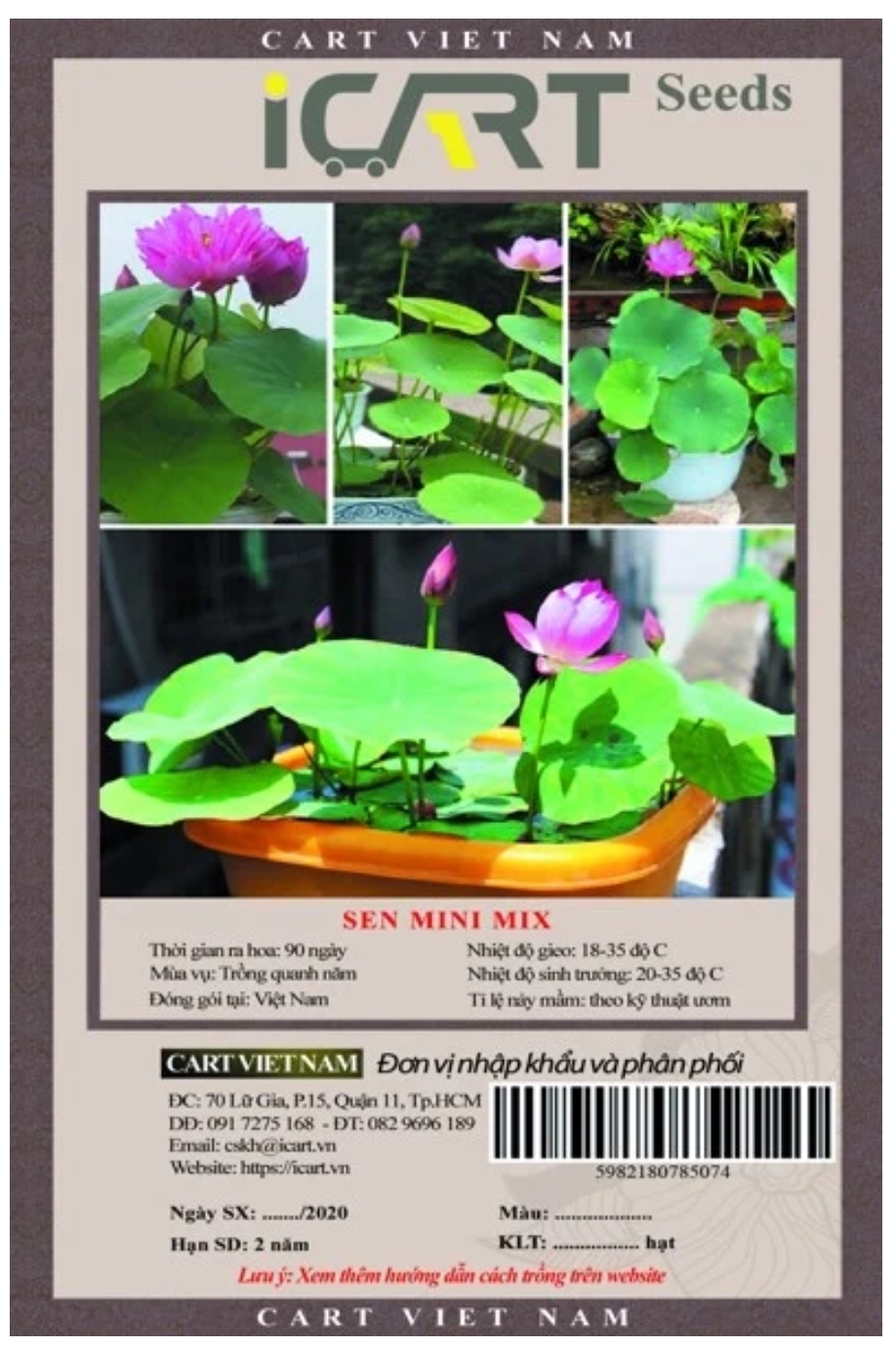 [HCM]Hạt giống Hoa Sen Mini nhật nhiều màu - 10 hạt - Cart Viet Nam