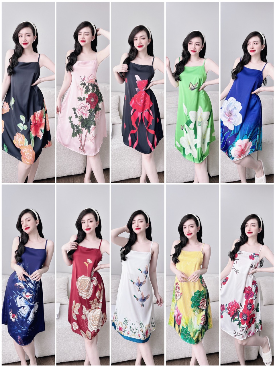 Db116- đầm lụa trơn cao cấp