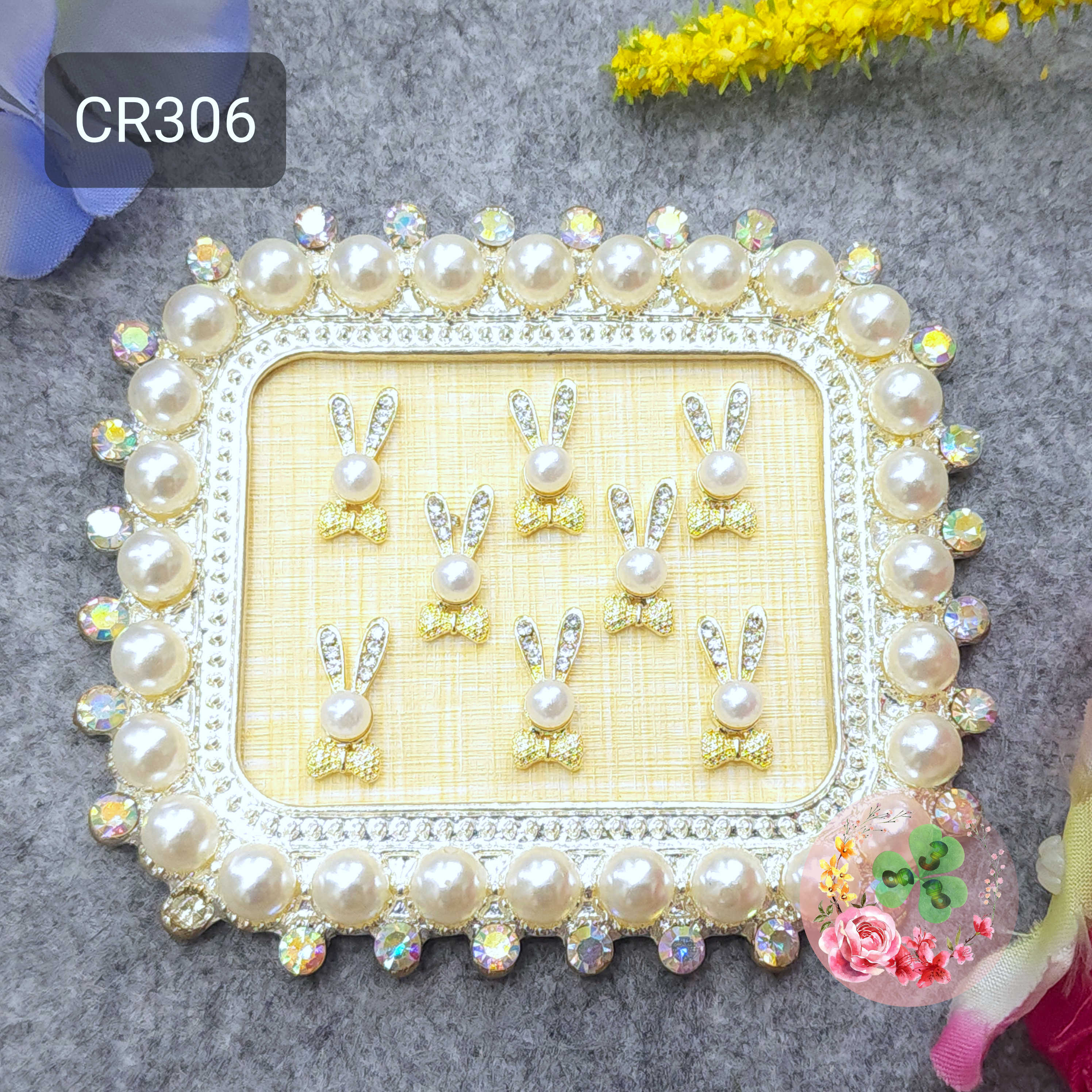 Charm nail - Mã CR306 . Charm kim loại đính đá trang trí móng siêu xinh.