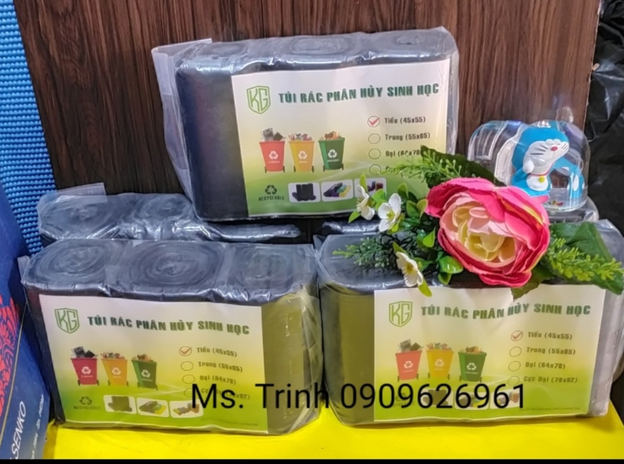 Size tiểu 45 * 55 cm - combo 550 cái túi rác phân hủy sinh học - màu đen - kiều gia