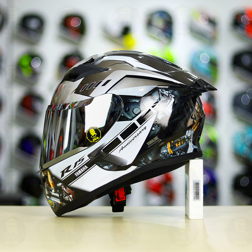 Mũ Bảo Hiểm Fullface Yohe 978 Plus Lên Tem Decal Yamaha Xám - Helmets 4U