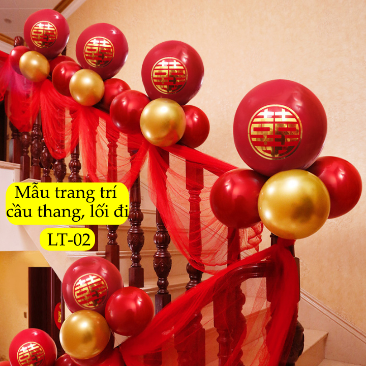 Bộ bong bóng trang trí cầu thang đám cưới happy wedding - Phụ kiện trang trí tiệc cưới sinh nhật - Sét trang trí lễ tình nhân valentine