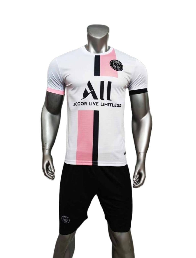 Bộ Quần Áo Bóng Đá Psg Paris Saint Germain Sân Khách Màu Trắng Hồng