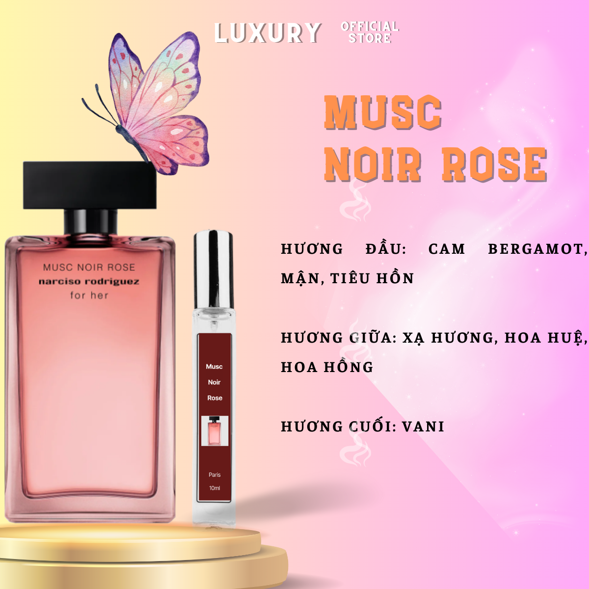 Nước hoa nữ 10ml antaram authentic perfume musc noir rose quyến rũ , nữ tính , tinh tế