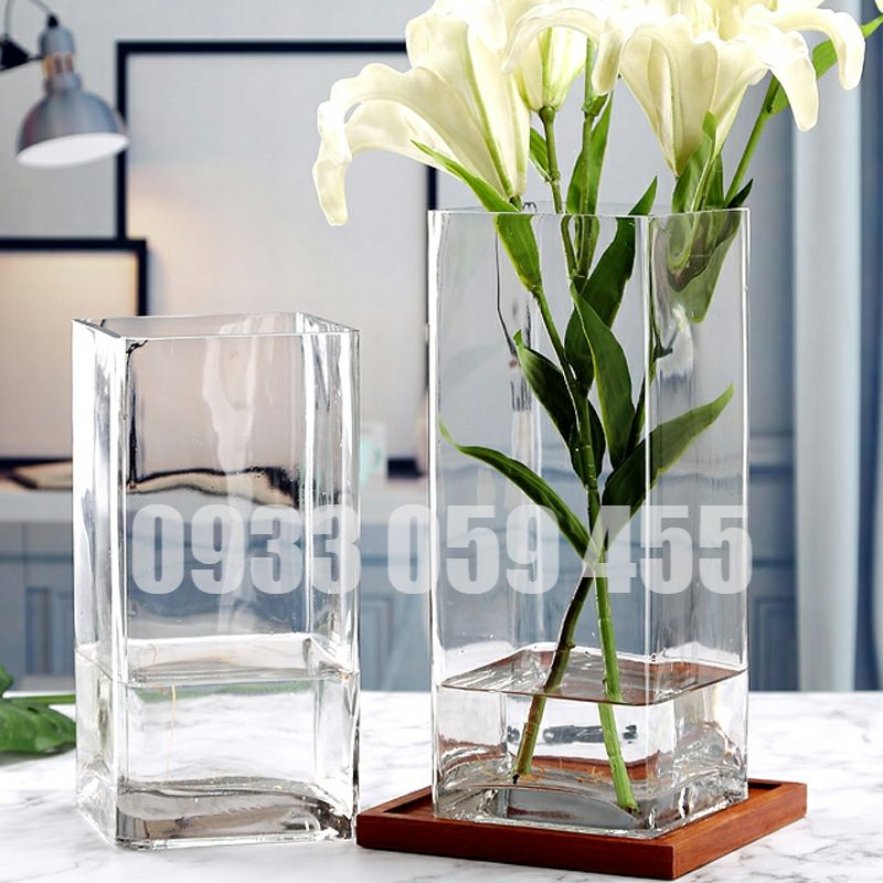 Bình Bông Thủy Tinh cao cấp trụ vuông, Bình Cắm Hoa Thủy Tinh Trụ trơn, Lọ Hoa Hình Trụ vuông, Trụ đổ đèn cầy, ống trụ tròn thủy tinh