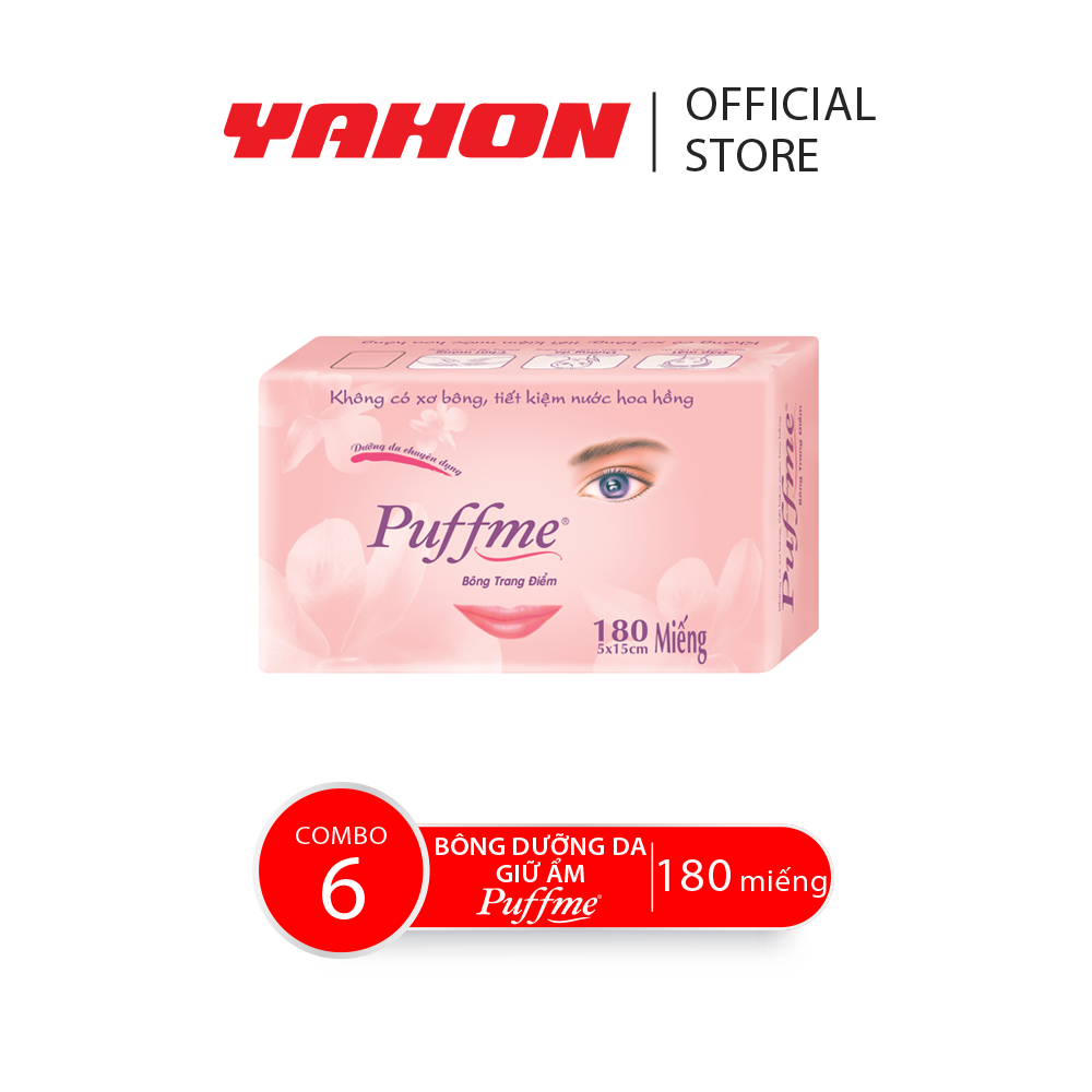 Combo 6 hộp bông dưỡng da puffme airlaid, 180 miếng/hộp