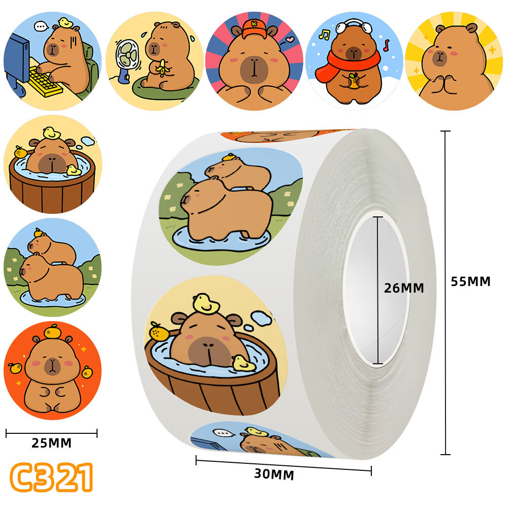  CUỘN 500 STICKER LOOPY CAPYBARA GẤU DÂU DỄ THƯƠNG NHIỀU MÀU SẮC NHÃN DÁN HOẠT HÌNH CHO BÉ 