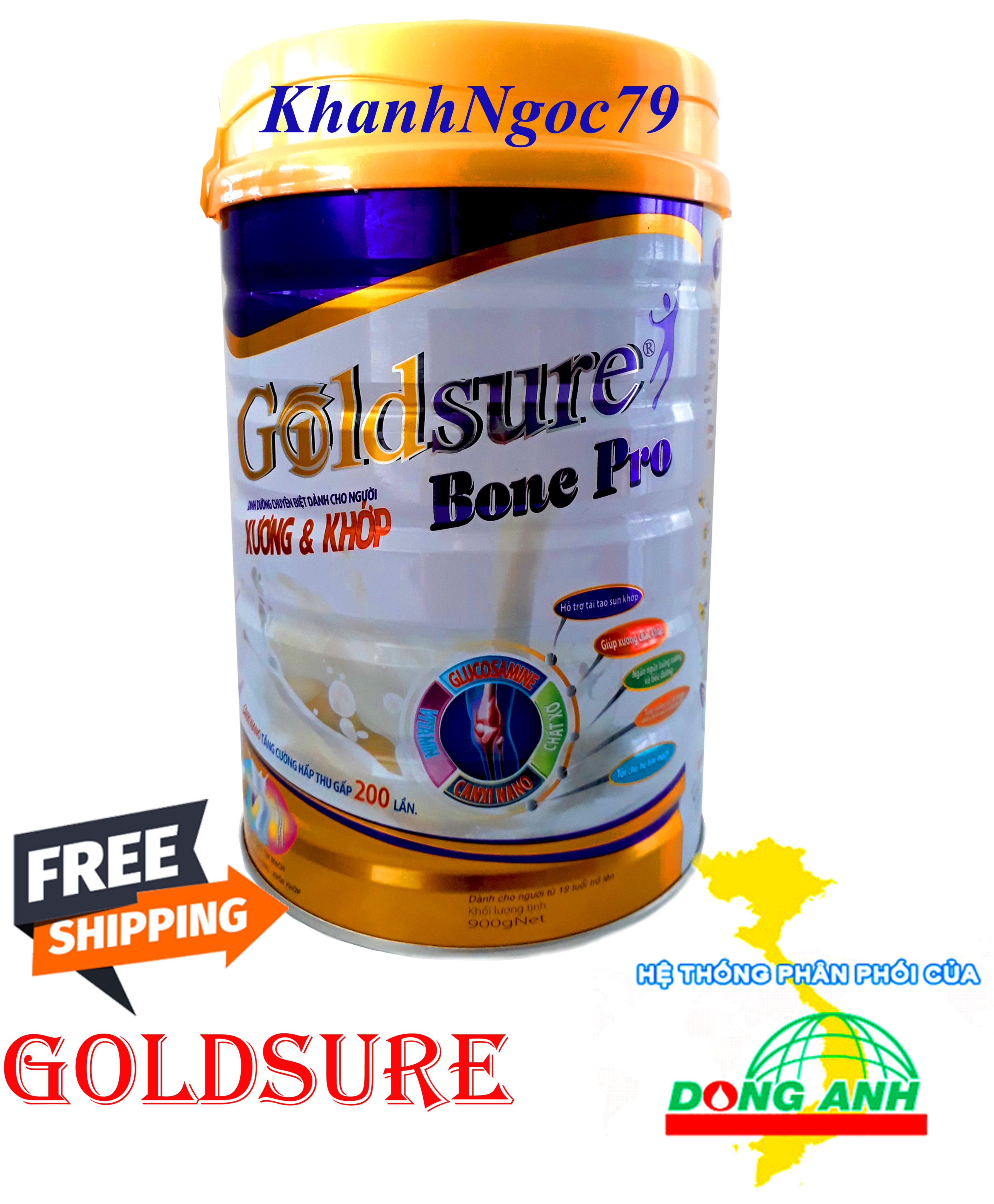 SỮA XƯƠNG KHỚP GOLDSURE BONE PRO LON 900G DATE MỚI