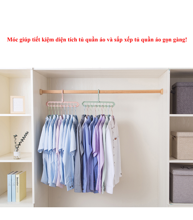 Set 2 Móc treo quần áo đa năng 9 lỗ tiết kiệm diện tích