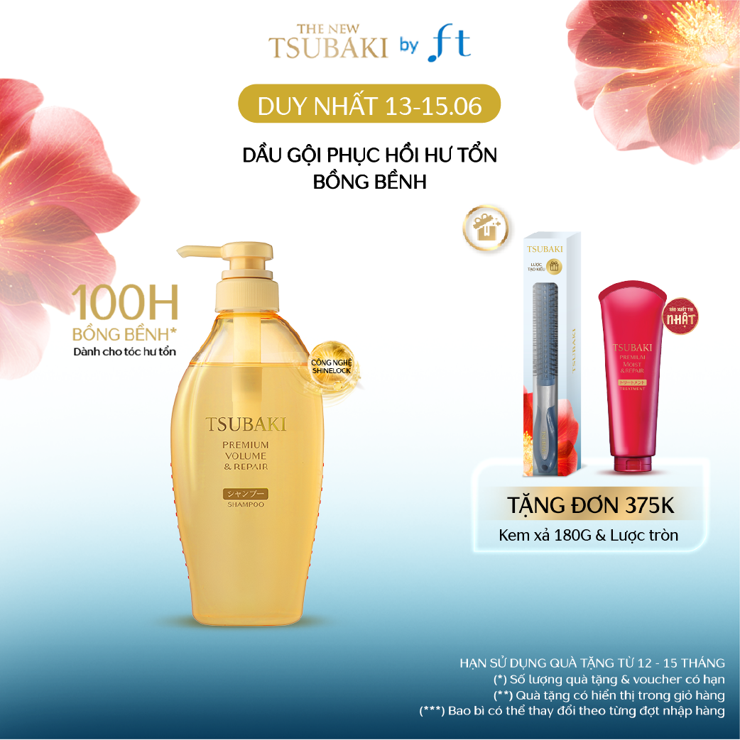 Dầu gội Phục hồi bồng bềnh TSUBAKI PREMIUM VOLUME REPAIR SHAMPOO 450ML