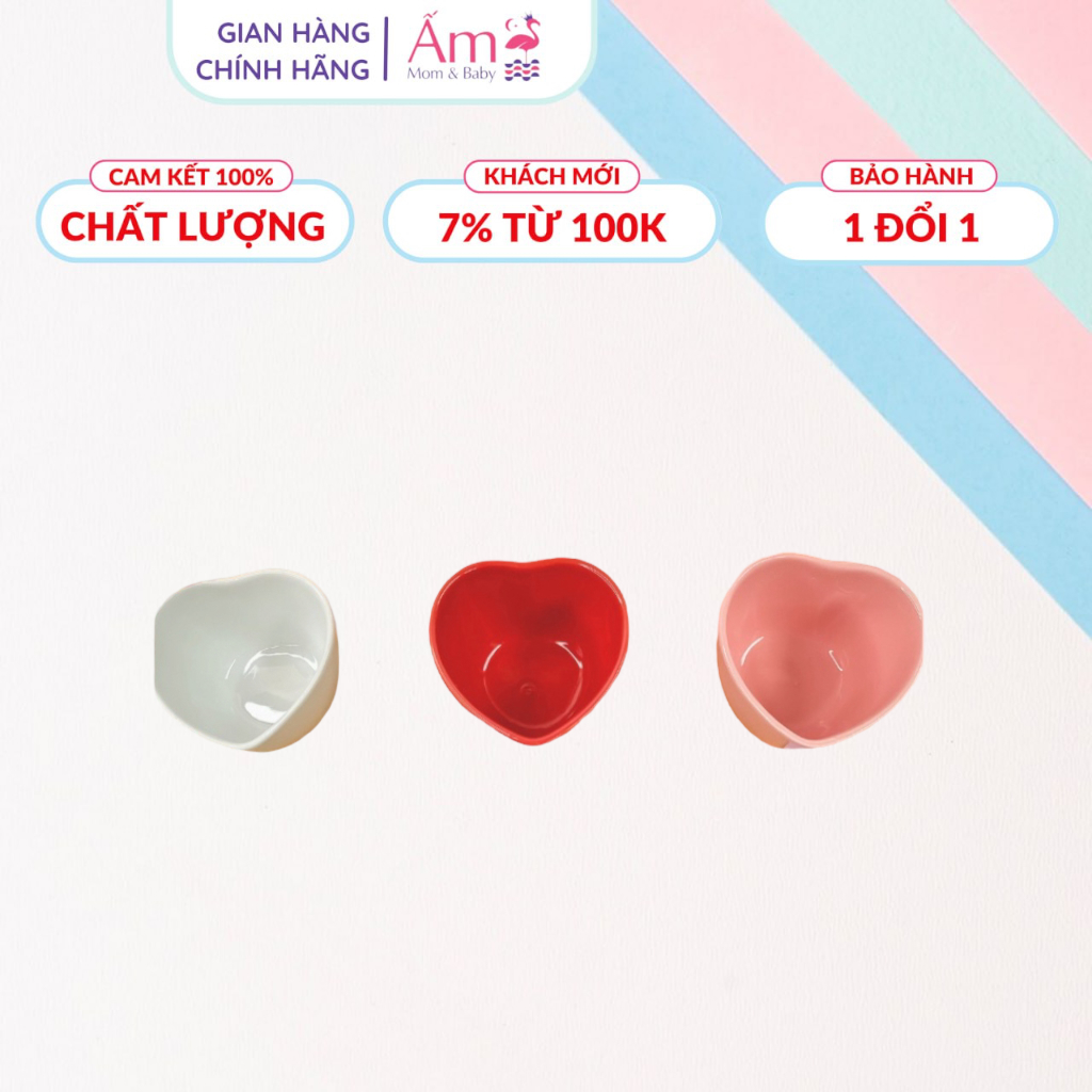 Bát ăn dặm cho bé bằng sứ kiểu nhật hình trái tim mini men sứ cao cấp - chén ăn dặm cho bé sâu lòng dung tích 40ml - ăn dặm chỉ huy blw baby led weaning ấm gift decor