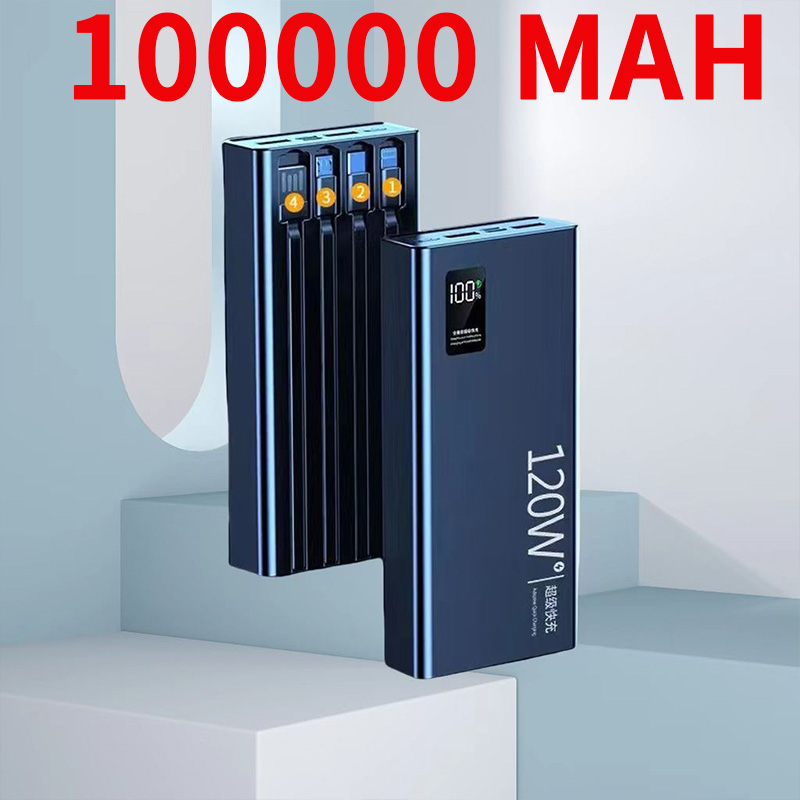 100% Genuine Backup Battery 100000Mah, Fast Charging, Comes with 4 Cables, Portable Backup Battery 100000Mah - 3