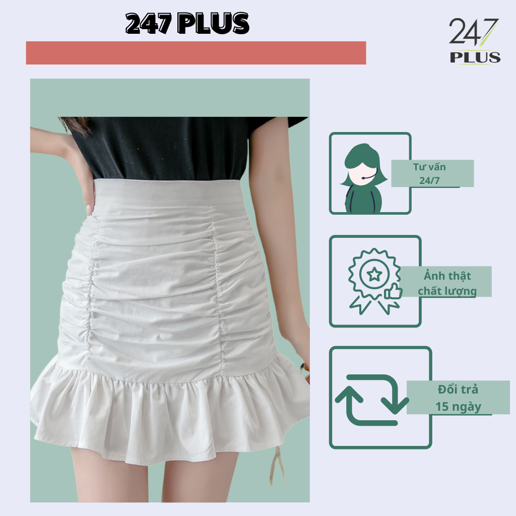 Chân váy đuôi cá 247plus nhúm hông vạt bèo cv250