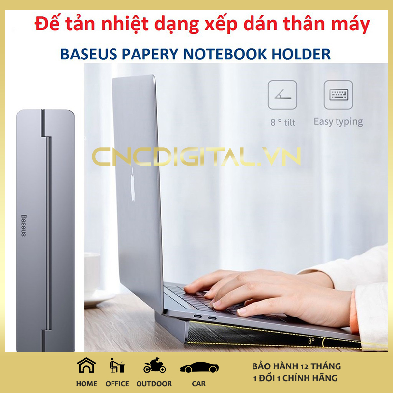 Đế kê tản nhiệt laptop Baseus Papery Notebook Holder chất liệu nhôm có thể gấp gọn cho Laptop Window Macbook Microsoft Surface - Hàng Chính Hãng