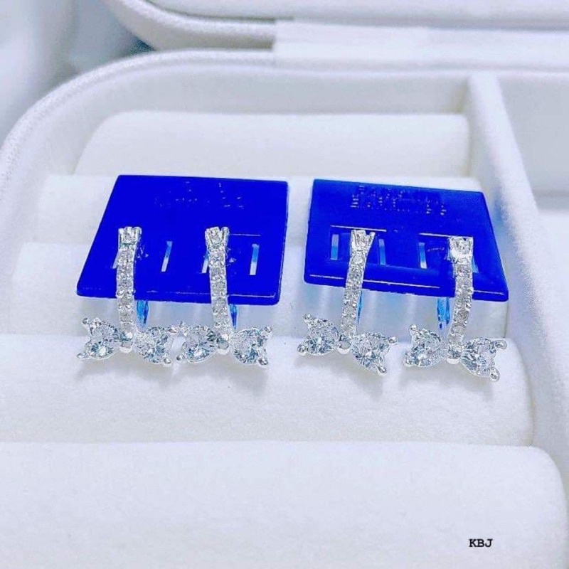 bông tai nơ bạc ta , chốt bật cực bền