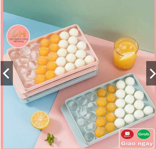 Vỉ làm đá tròn 33 viên+khay đá thạch 33 viên 6978 tiện ích Việt Nhật