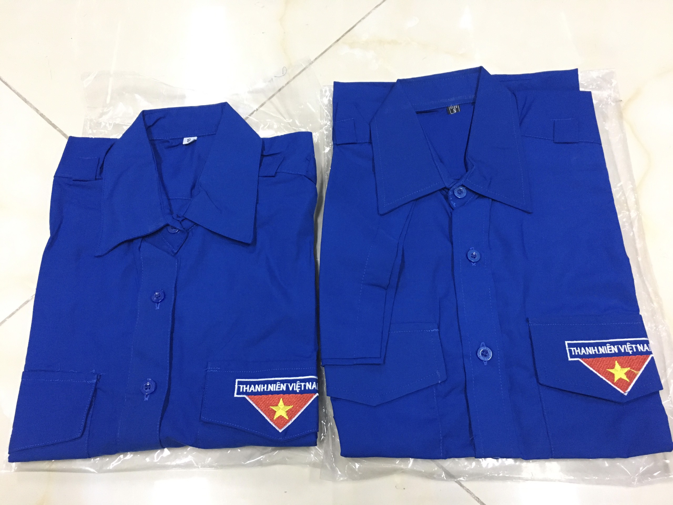 Sale Sốc Áo Đoàn - Áo sơ mi đồng phục nam nữ đoàn thanh niên Cộc Tay - Dài Tay Thiếu Size Vải Lon [OCEAN UNIFORM]