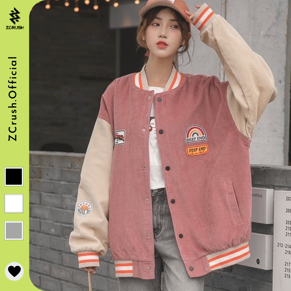 Áo bomber áo khoác nhung tăm cầu vồng deepend - jacket cúc bấm nam nữ