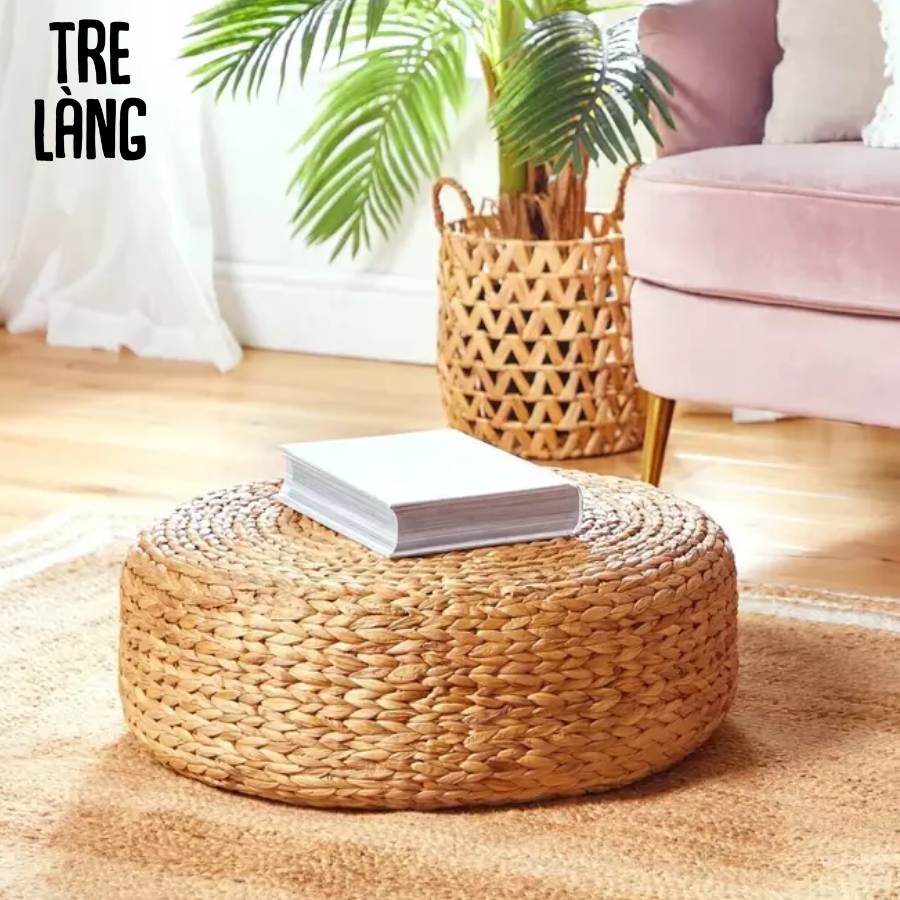 Đôn lục bình Tre Làng Đường kính 40cm đan tay thủ công - Đệm ngồi thiền lục bình