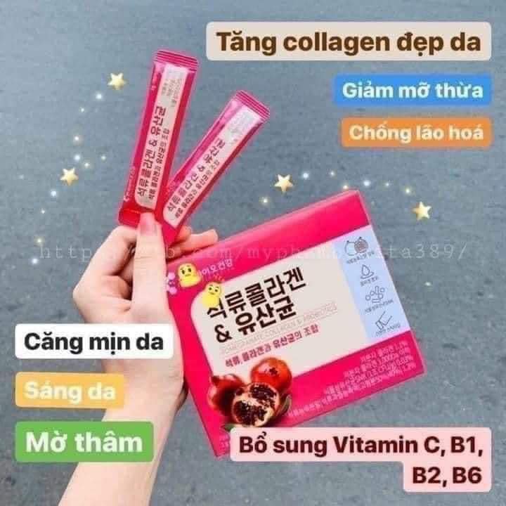 Collagen lựu đỏ hàn quốc hộp 30 gói đẹp da