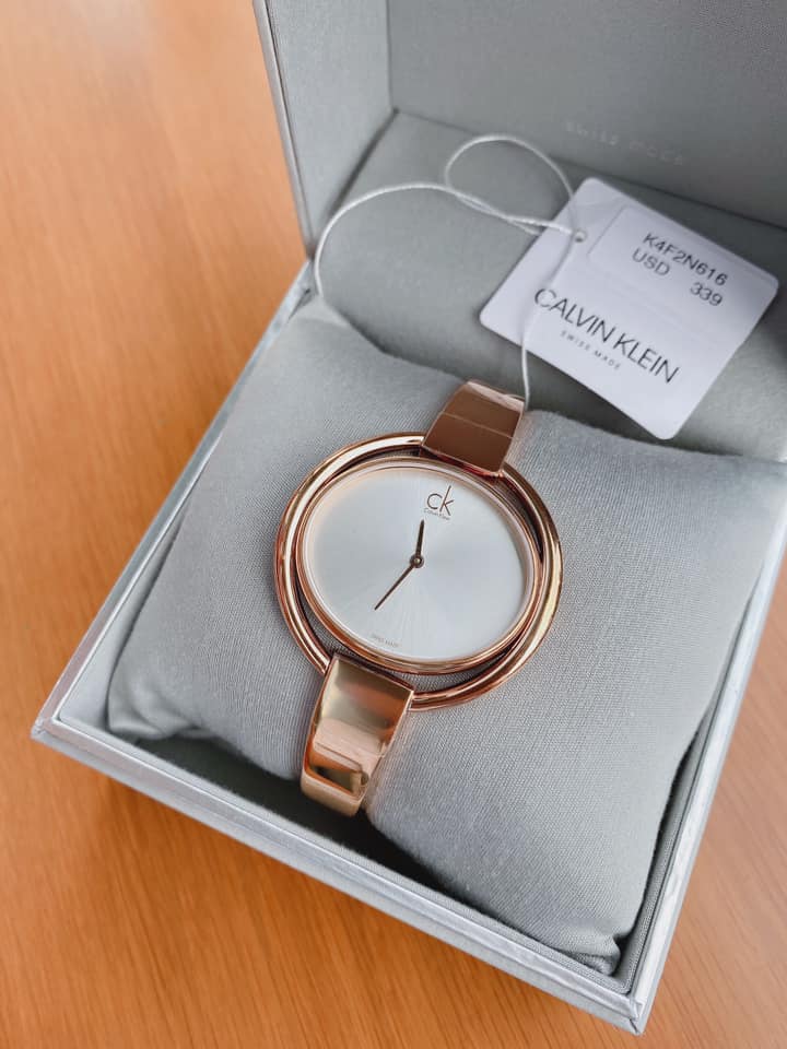 Đồng hồ Nữ chính hãng Calvin Klein Impetuos K4F2N616 Size 36x38,Mặt trắng,Vỏ vàng hồng-Máy Pin Quartz-Dây kim loại cao cấp