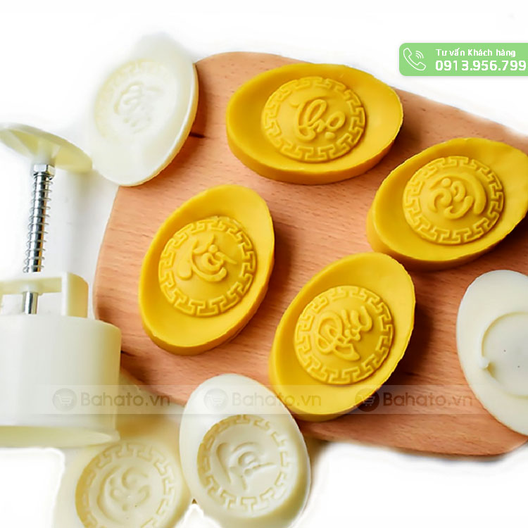 Khuôn bánh trung thu lò xo 150g 4 mặt thỏi vàng phúc, lộc, thọ, tài bht2040
