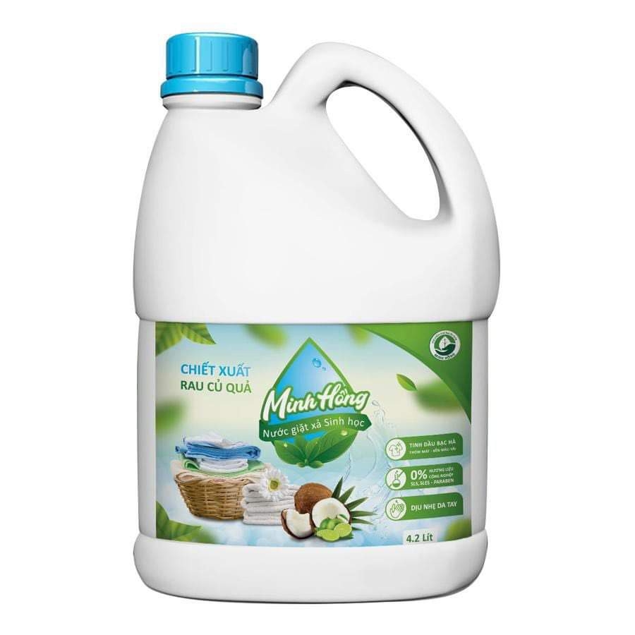 Nước giặt xả organic 100% vỏ rau củ quả minh hồng 4.2l
