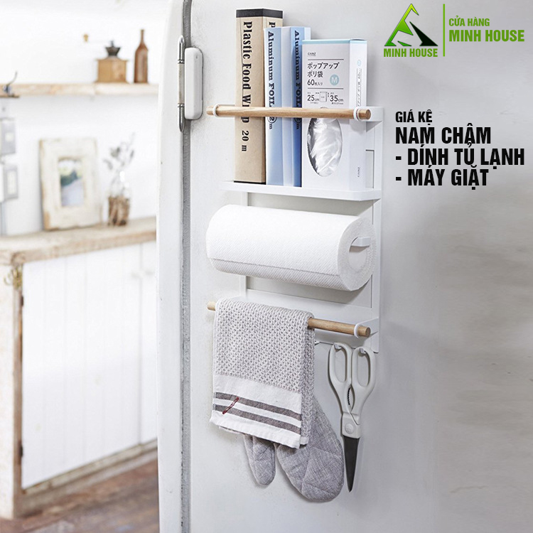 Kệ đựng đồ nhà bếp giá gắn tủ lạnh máy giặt có nam châm Minh House