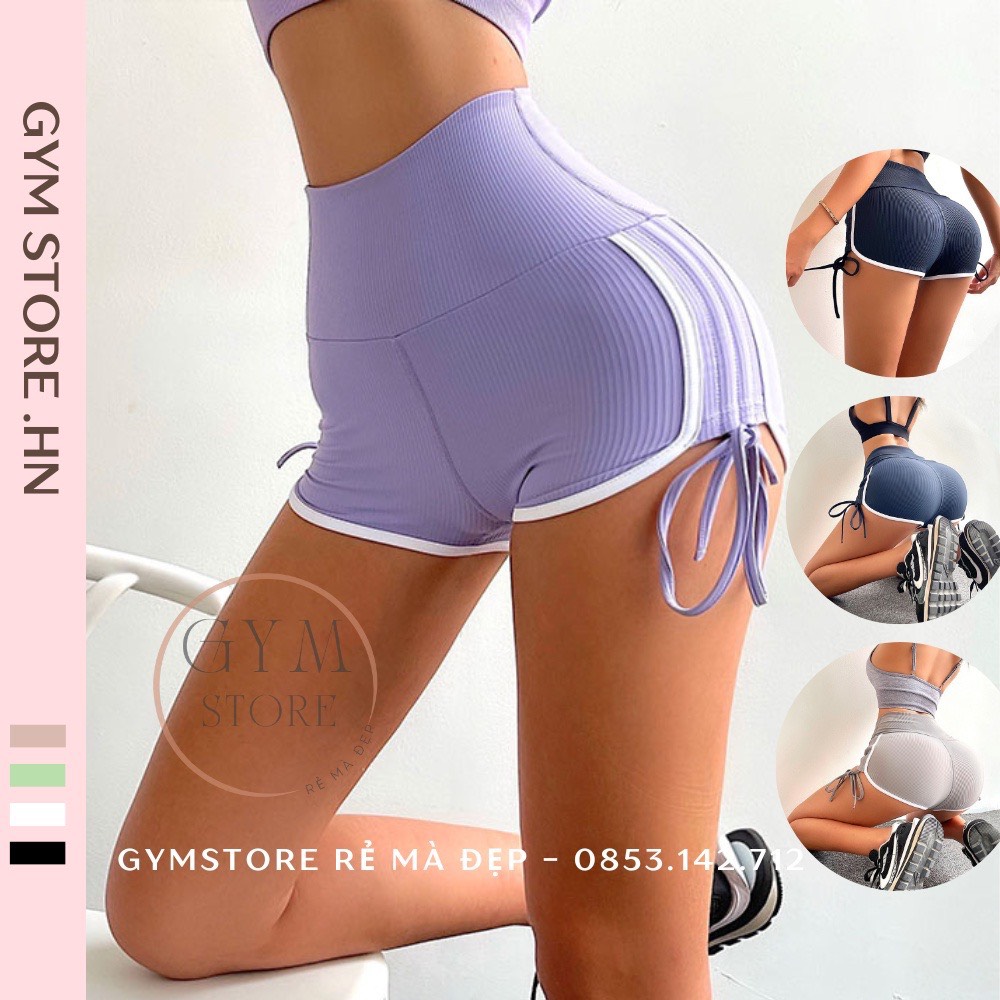 Quần đùi biker short dây rút tập gym nữ yoga erobic đồ tập thể thao nữ giá rẻ 𝑮𝒀𝑴𝑺𝑻𝑶𝑹𝑬 117