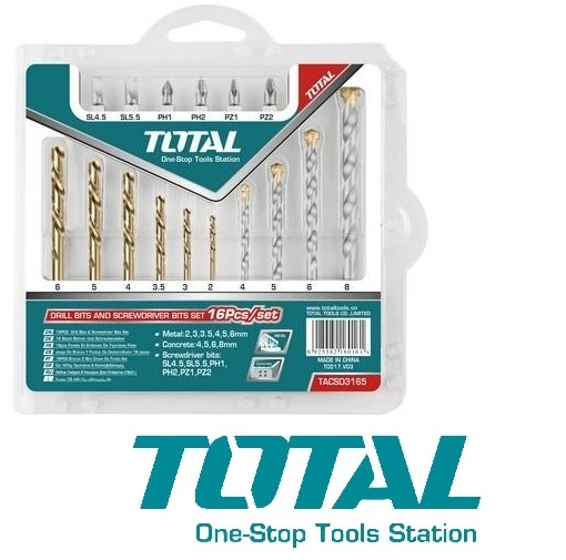 Bộ 16 mũi khoan và đầu bắt vít Total TACSD3165 INGCO AKSDB9165