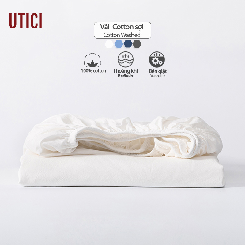 UTICI Ga trải giường bo chun drap giường 100% Cotton phong cách minimal 1m6x2m/1m8x2m Bed Sheet