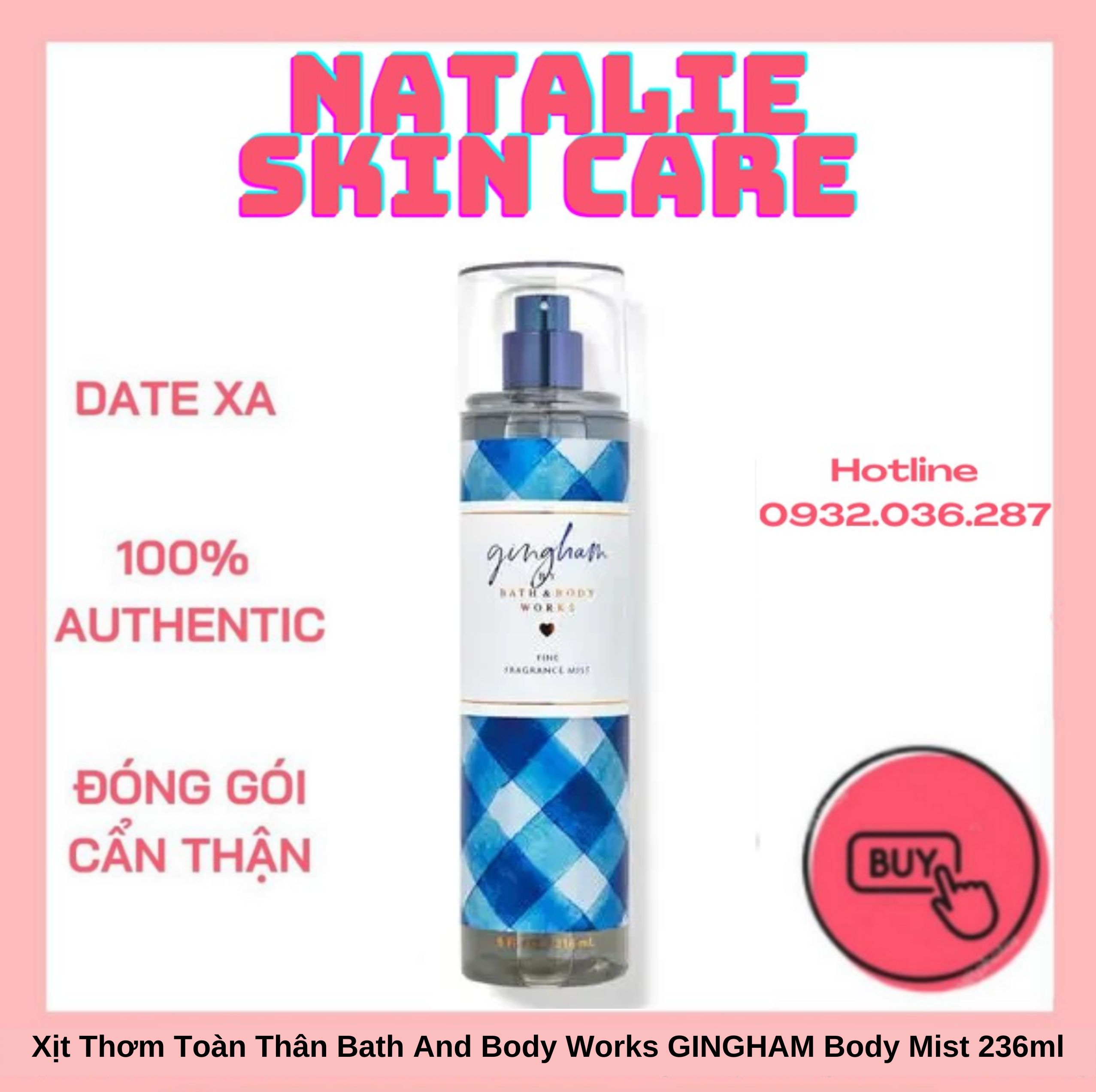 Xịt thơm toàn thân bath and body works gingham body mist 236ml