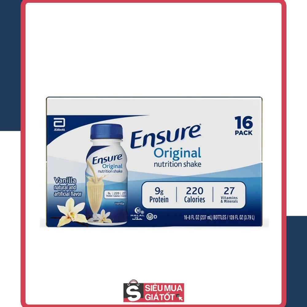 Thùng 16 chai sữa nước ensure original nutrition shake 237ml mỹ - date 2024