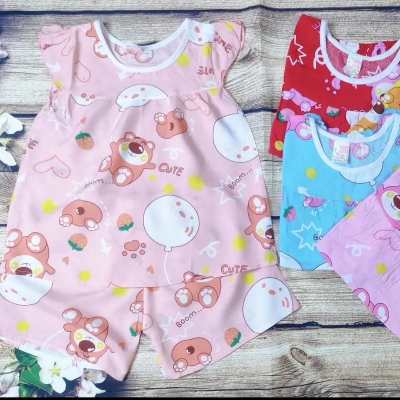 Bộ 1 bộ Quần áo Tole lanh bé gái | Mẫu đùi Cánh Tiên |Size 1-2XL cho bé 3-43kg| Chất vải tole lanh 2 da mềm mịn mát cho bé gái| Hàng Việt Nam | Đồ bộ bé gái |quần áo trẻ em| Đồ tôn trẻ em |