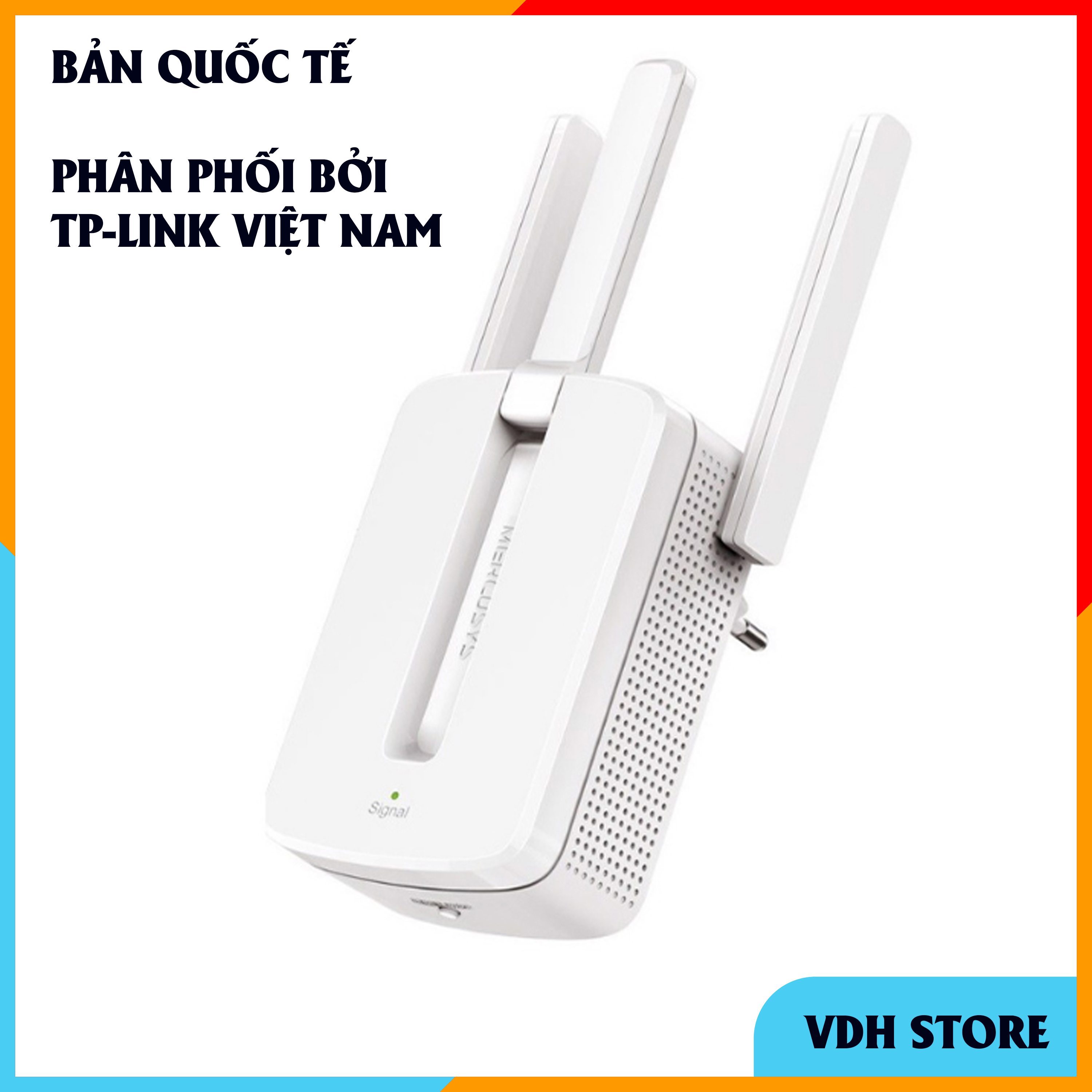 Kích sóng wifi 3 râu repeater Mercusys bản quốc tế 300Mbps- Cục hút mở rộng khuếch đại sóng wifi cực mạnh BH 24 THÁNG- VDH STORE