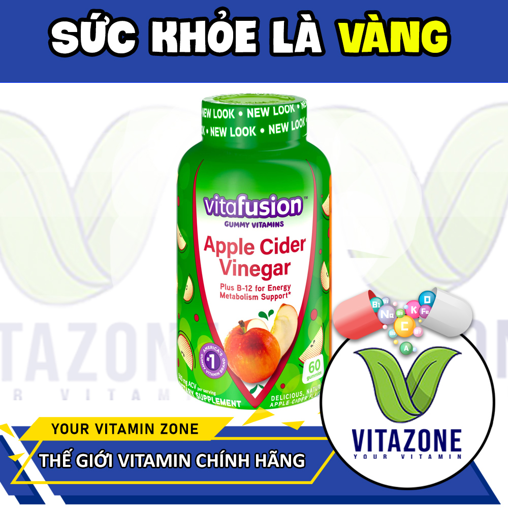 Vitafusion apple cider vinegar - kẹo dẻo giấm táo làm đẹp da, giữ dáng