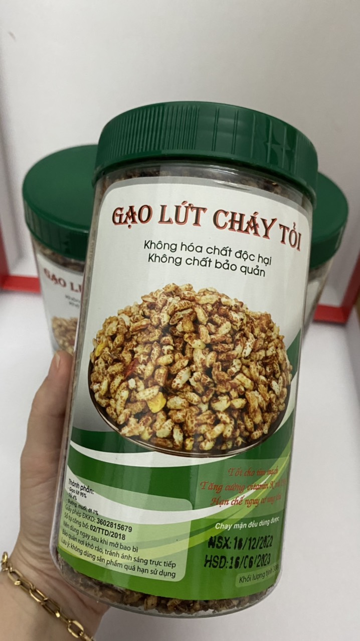 10 hu - gạo lức cháy tỏi thơm giòn_ 300 gr hủ_ ăn chay được.