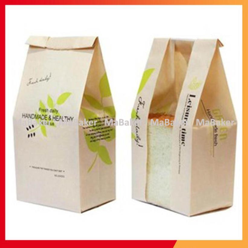 Set 50 túi đựng bánh mì hoa cúc dọc lá xanh cao cấp - MaBaker