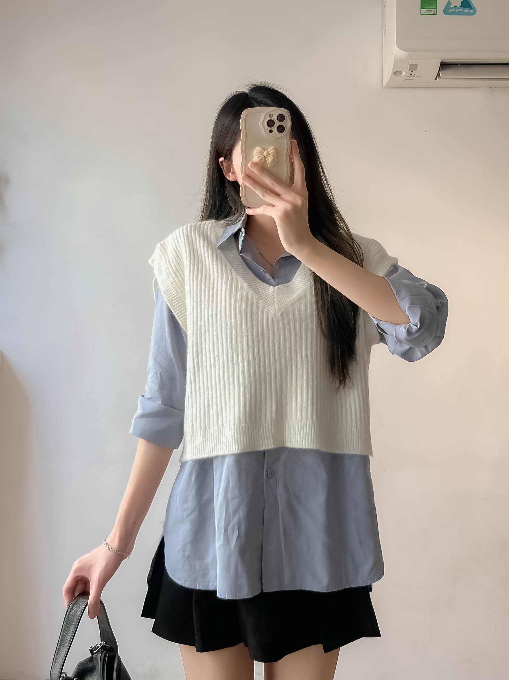 Áo len sát nách cổ tim dáng ngắn - 247StoreFashion - Aolengilecotim9901_P8K7