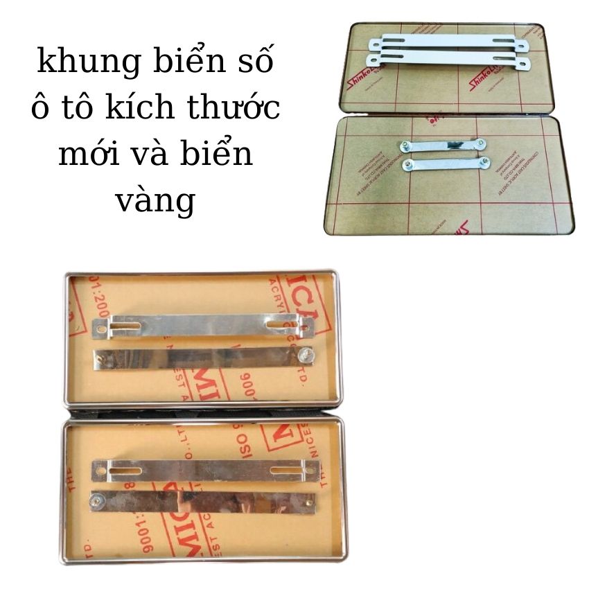bộ 2 khung biển số ô tô khung biển màu vàng mới nhất 2021 loại có viền chụp và không viền chụp