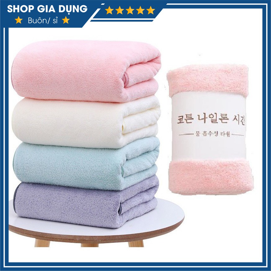 Khăn tắm lông tuyết loại to 1m4 x 70cm xuất hàn siêu thấm hút dày dặn mềm mịn size to 70 x 140cm